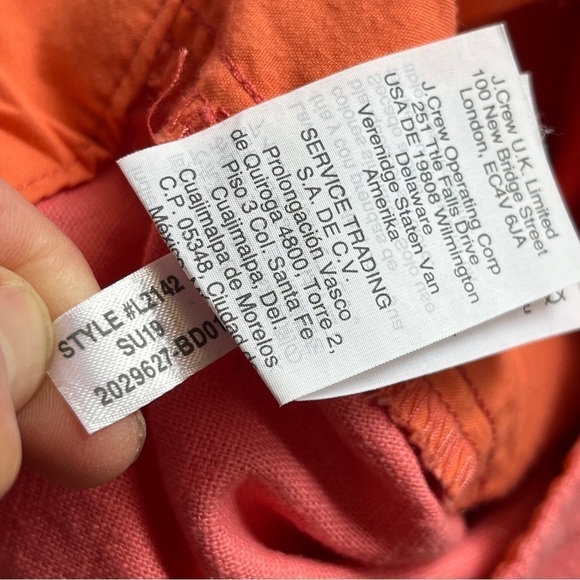 J. Crew Factory  4” Linen-Cotton Scalloped Hem Shorts in Coral Pink Beachy Sz 14 - Picture 5 of 13